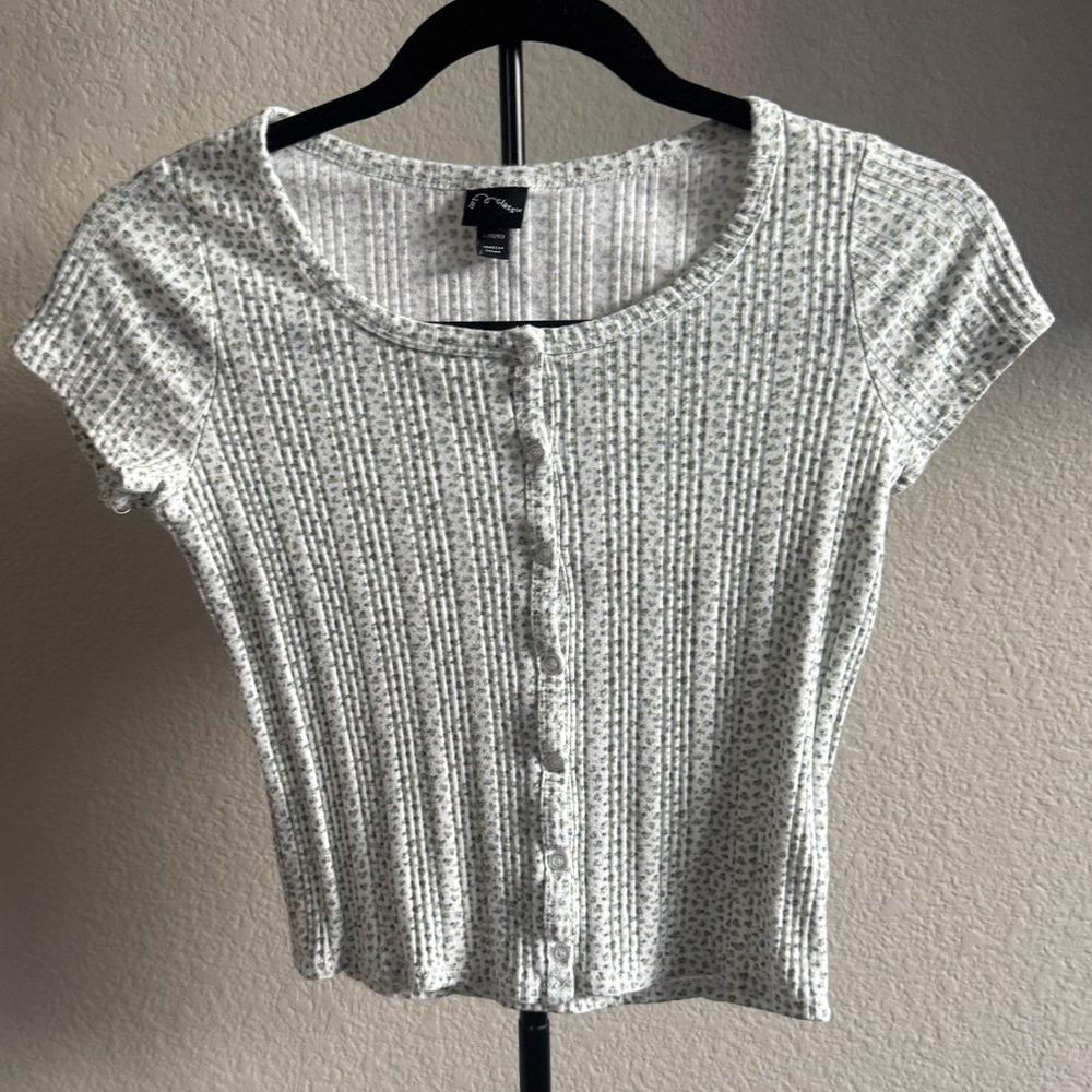 Girl’s Floral Print White Top